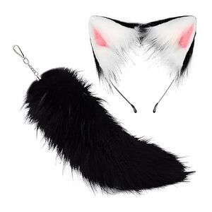 4337 Wolf Ears Tail Set Fox Cat Headbands Furry Foxtail